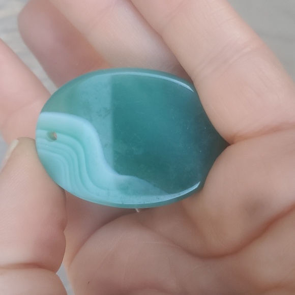 New Hand Carved Gemini Green Onyx Agate Oval Pendant Amulet. - Picture 3 of 6